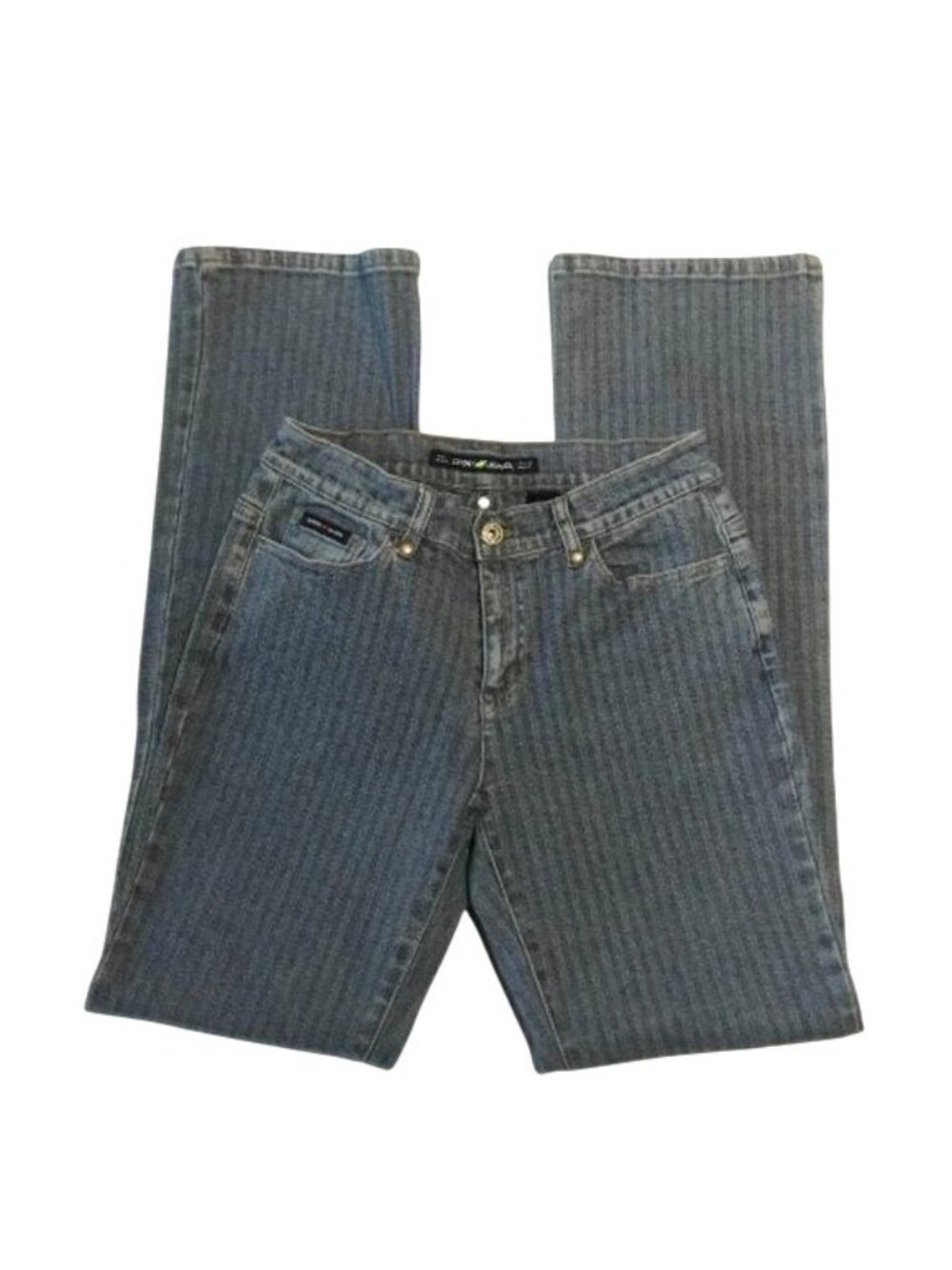 DKNY Women's Jeans Blue Subtle Stripe Mid-Rise Bootcut Size 4